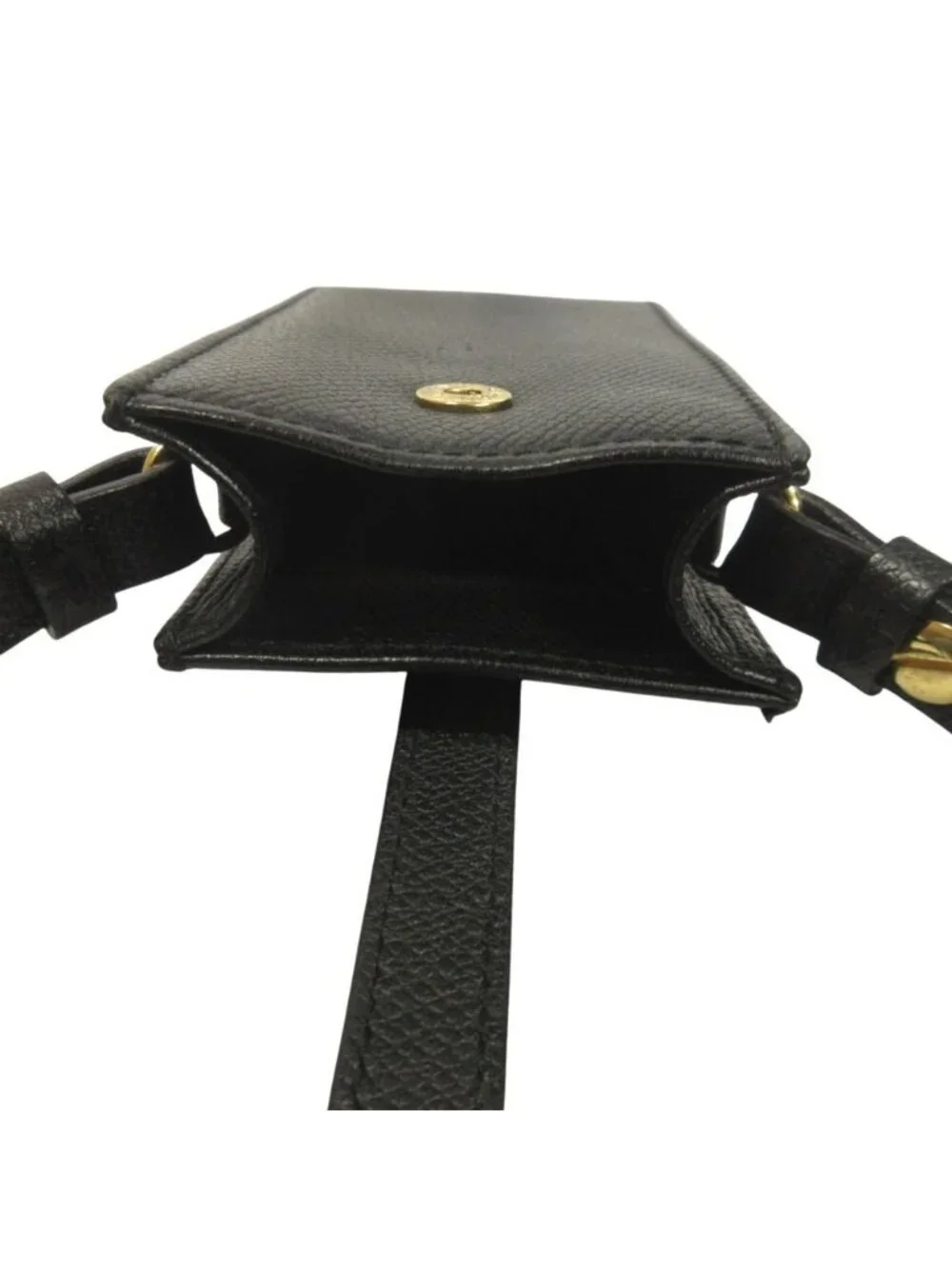 Chanel CC Logo Black Leather Pouch